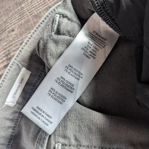 Frame Men's Classic L'homme Casual Dobbin Slim Denim Grey Jeans 34x30 - Picture 4 of 9